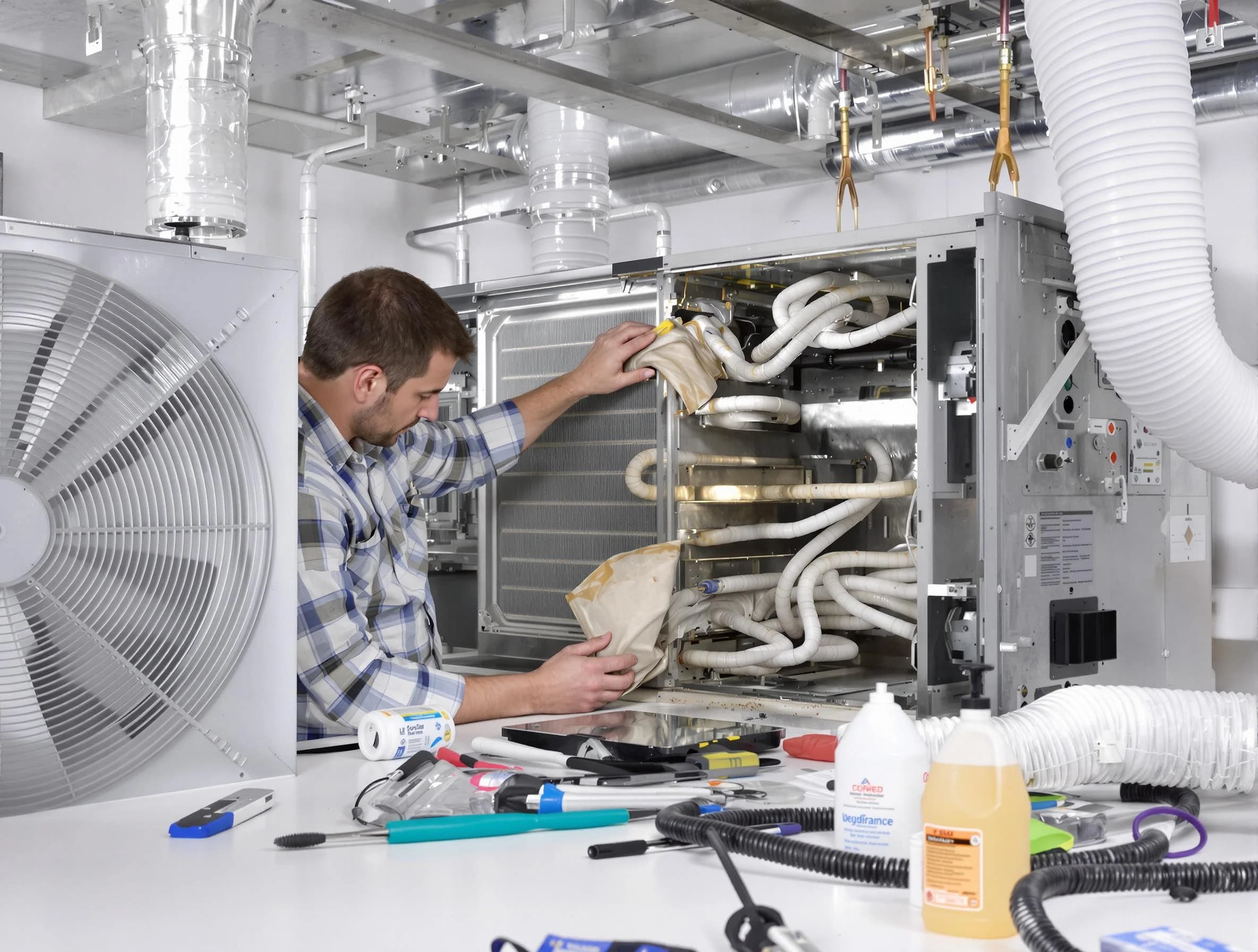 Leeds Air Duct Cleaning specialist performing precision AC coil cleaning in Leeds