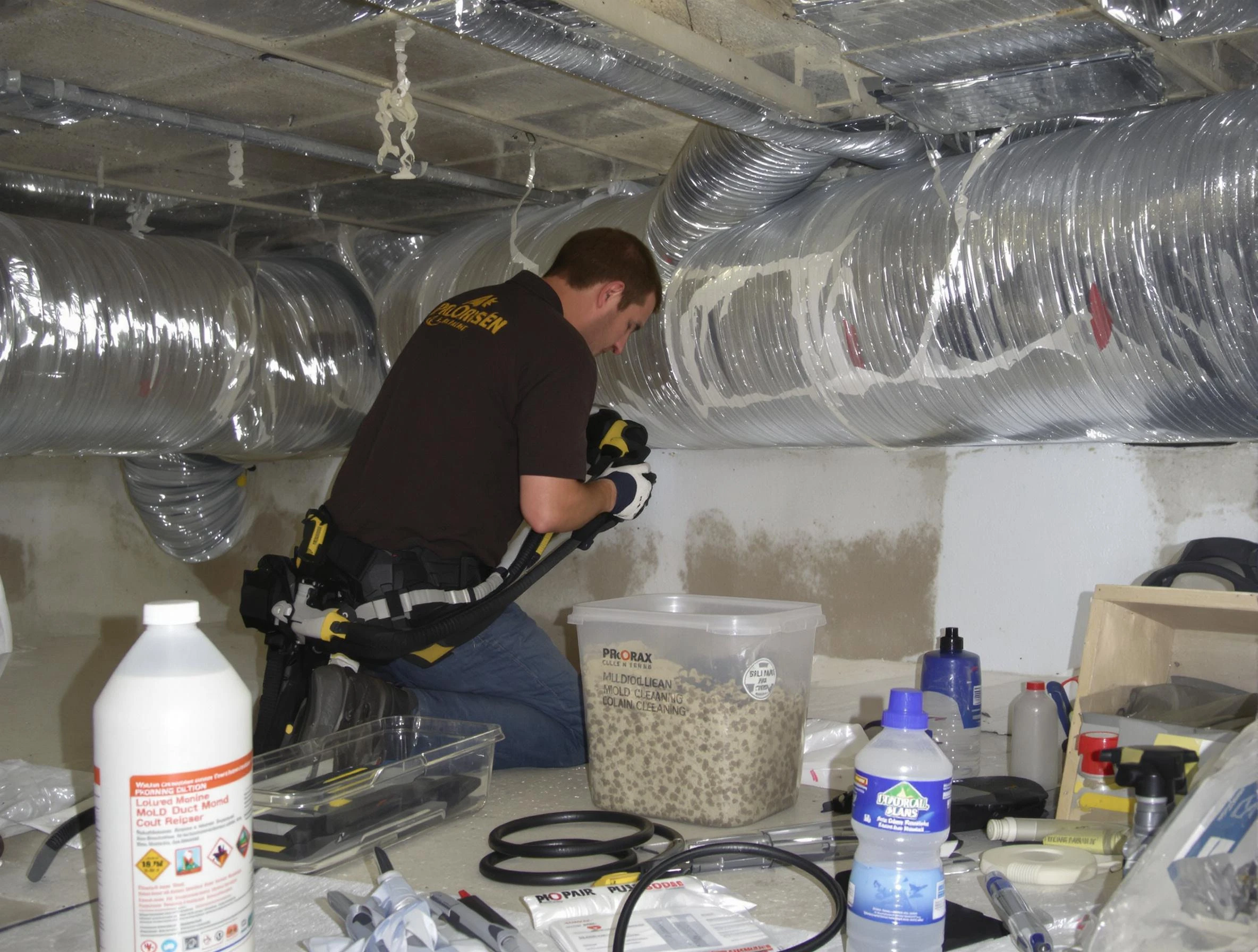 Leeds Air Duct Cleaning specialist performing professional mold removal from air ducts in Leeds